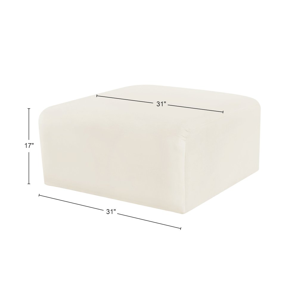 Arc Cream Velvet Ottoman
