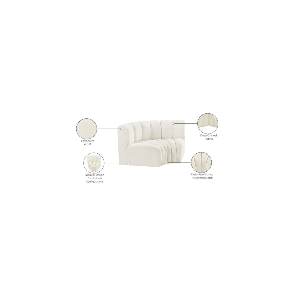 Arc Cream Velvet Modular Sofa