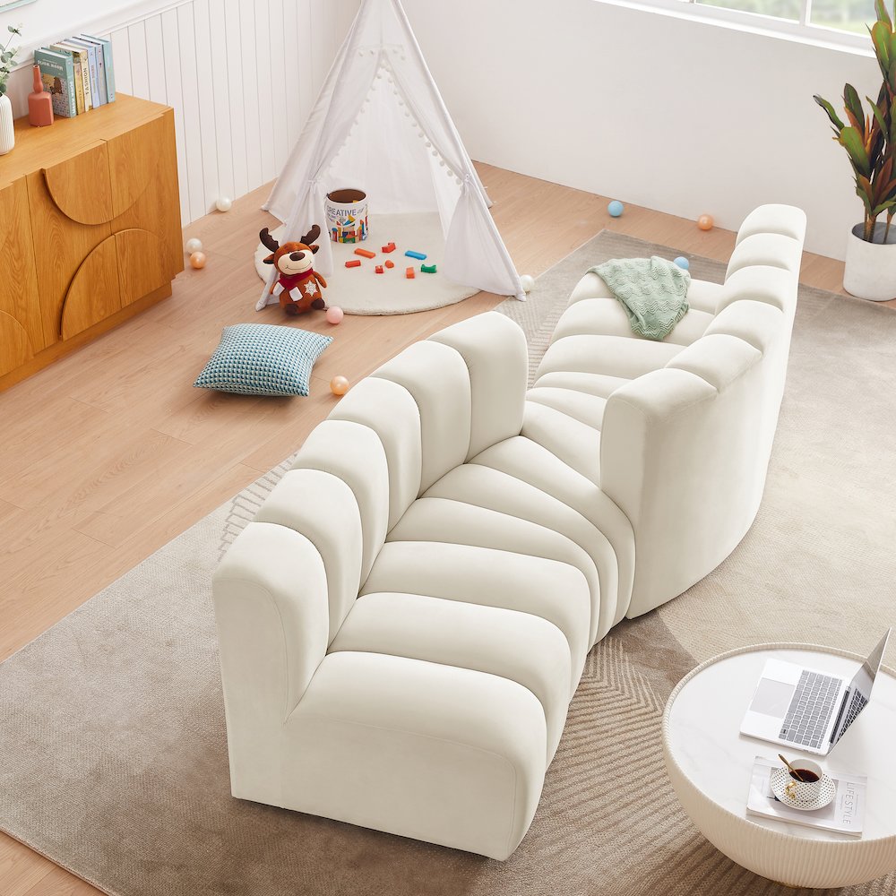 Arc Cream Velvet Modular Sofa