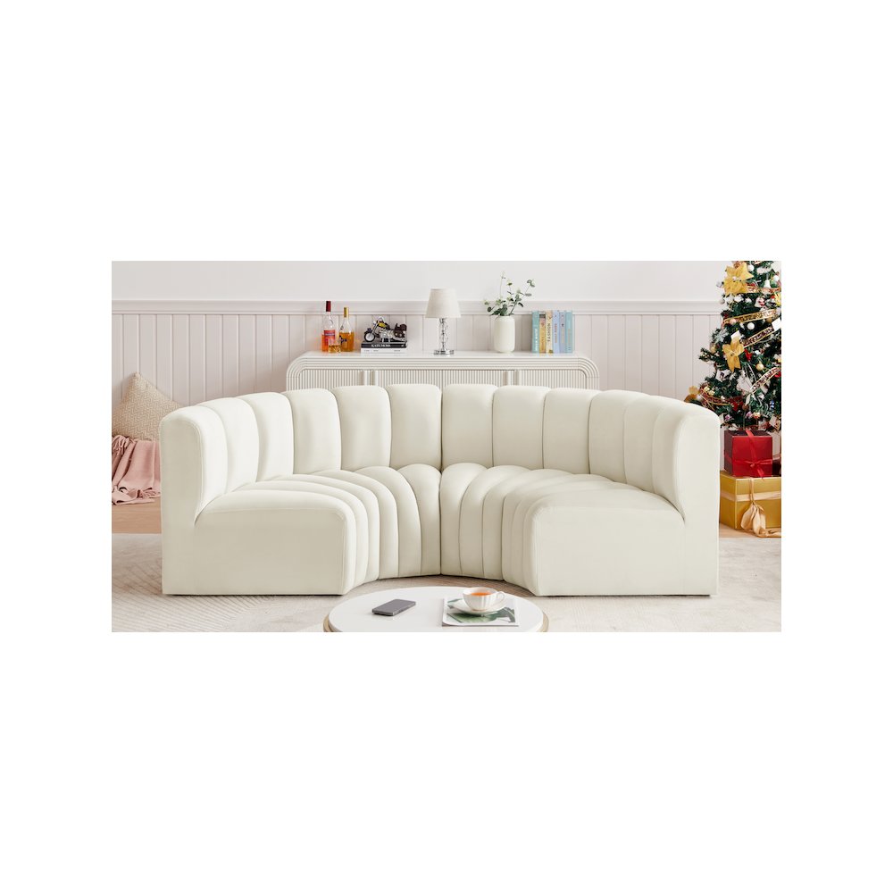 Arc Cream Velvet Modular Sofa