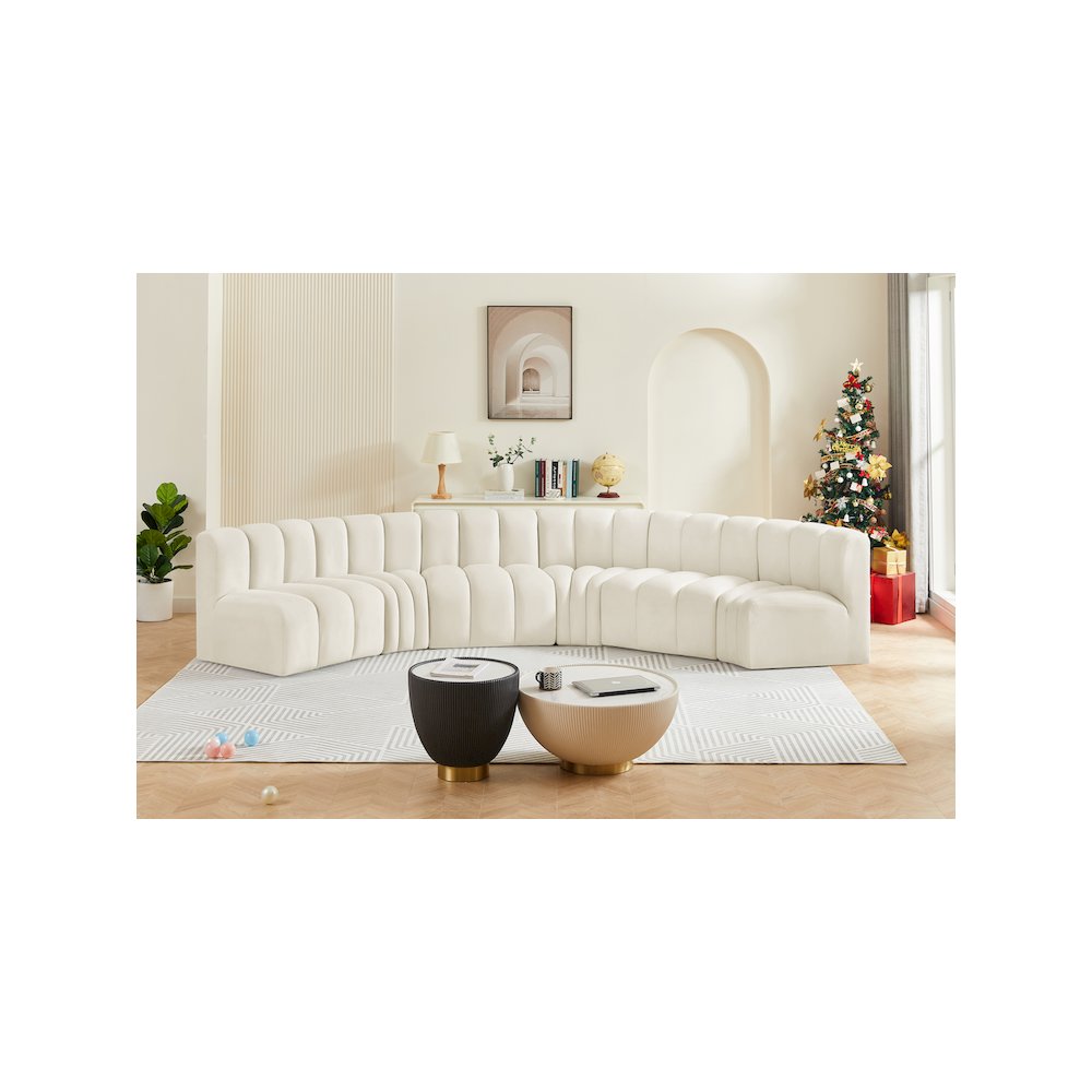 Arc Cream Velvet Modular Sofa