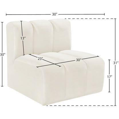 Arc Cream Velvet Straight Chair