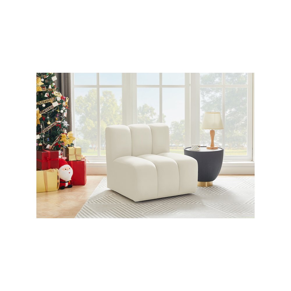 Arc Cream Velvet Straight Chair