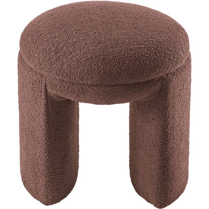 Bowen Brown Faux Shearling Teddy Fabric Ottoman/Stool