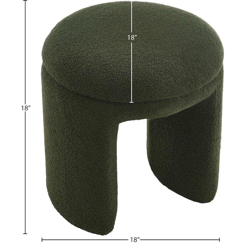 Bowen Green Faux Shearling Teddy Fabric Ottoman/Stool