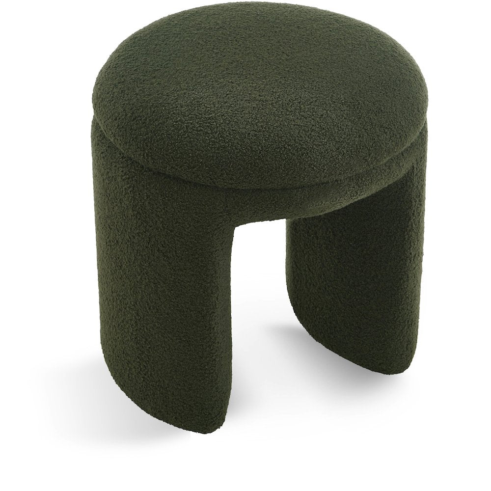 Bowen Green Faux Shearling Teddy Fabric Ottoman/Stool