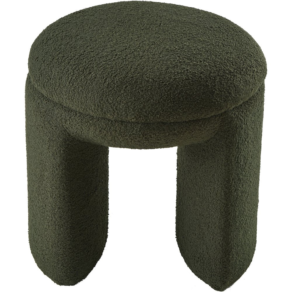 Bowen Green Faux Shearling Teddy Fabric Ottoman/Stool