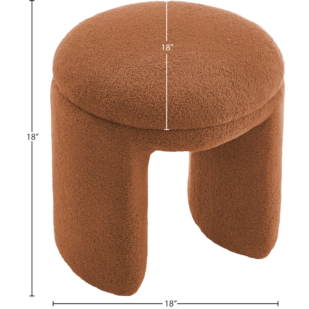 Bowen Saddle Faux Shearling Teddy Fabric Ottoman/Stool