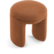 Bowen Saddle Faux Shearling Teddy Fabric Ottoman/Stool