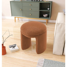 Bowen Saddle Faux Shearling Teddy Fabric Ottoman/Stool