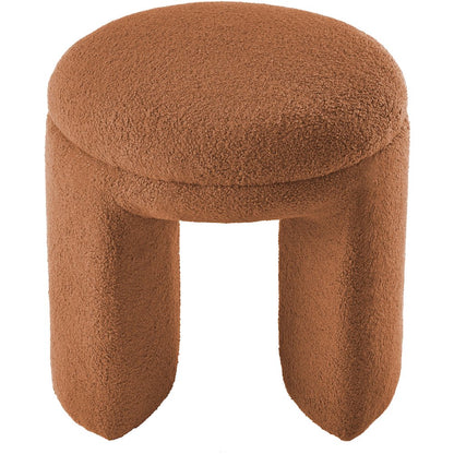 Bowen Saddle Faux Shearling Teddy Fabric Ottoman/Stool