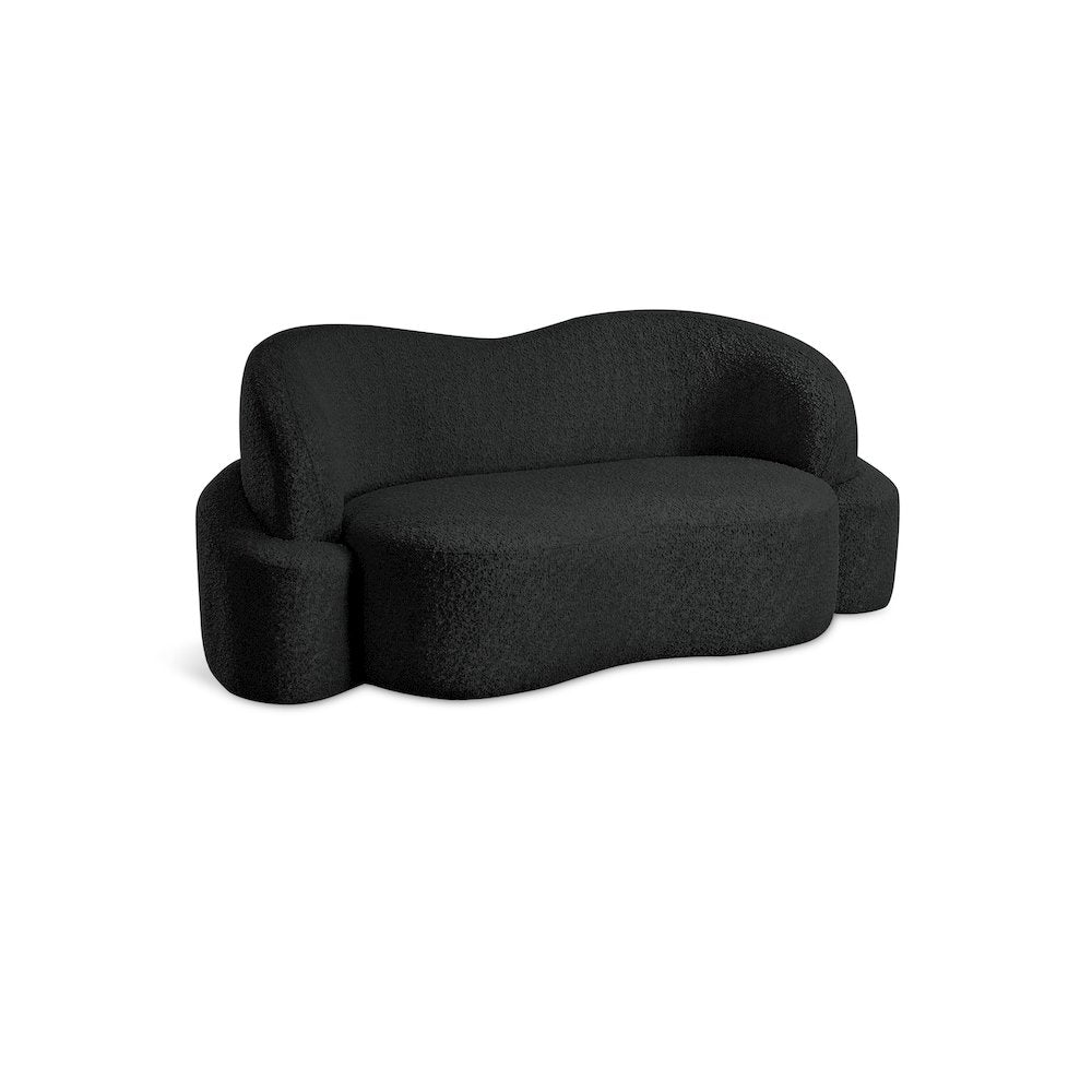 Principessa Black Boucle Fabric Loveseat