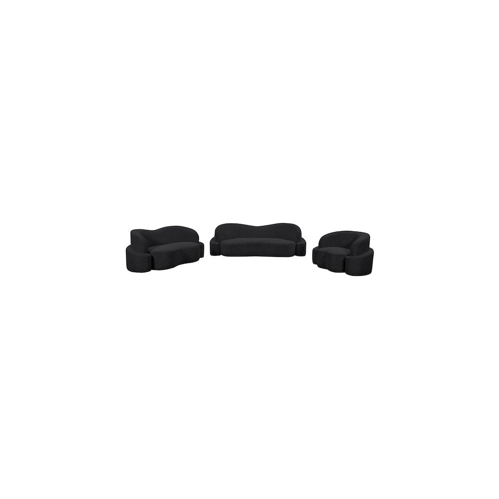 Principessa Black Boucle Fabric Loveseat