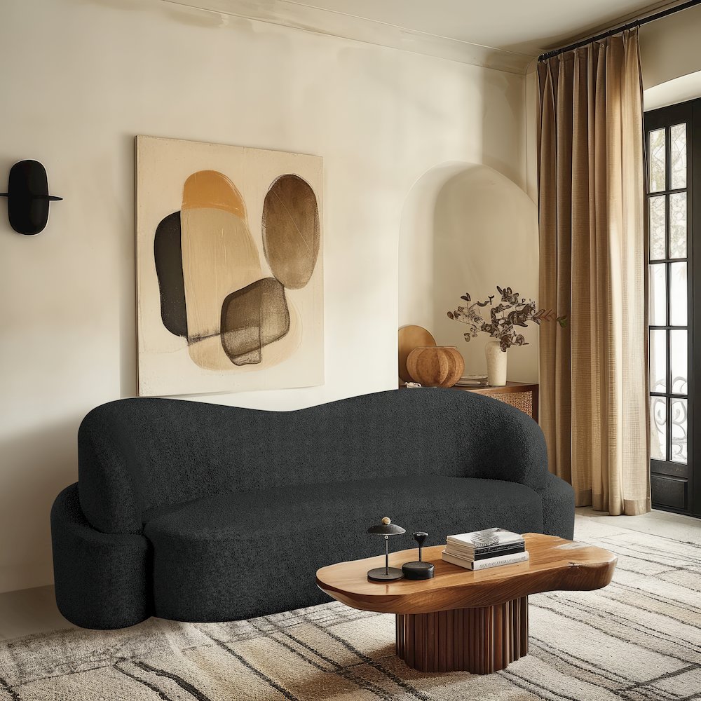 Principessa Black Boucle Fabric Sofa