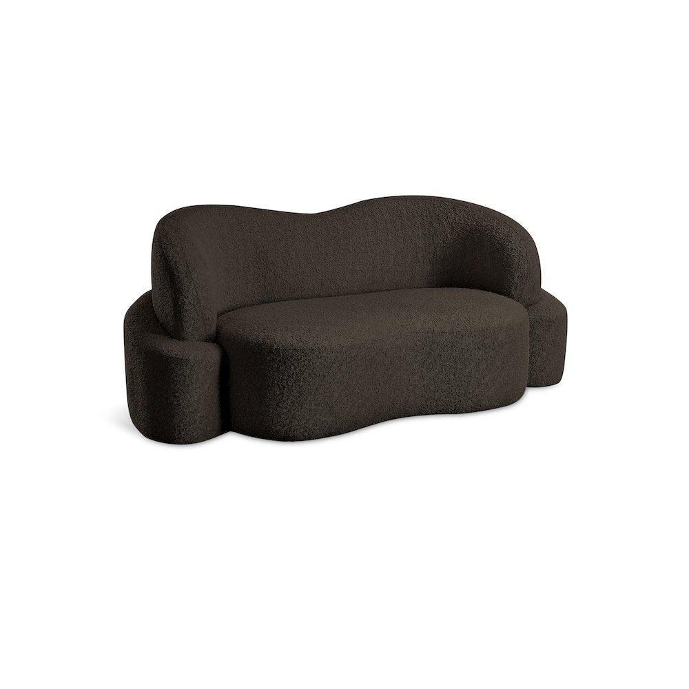 Principessa Brown Boucle Fabric Loveseat