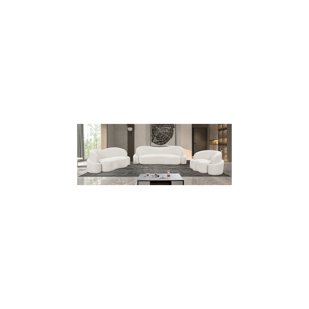 Principessa Cream Boucle Fabric Loveseat