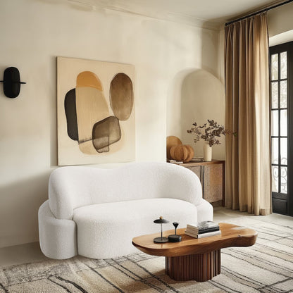 Principessa Cream Boucle Fabric Loveseat
