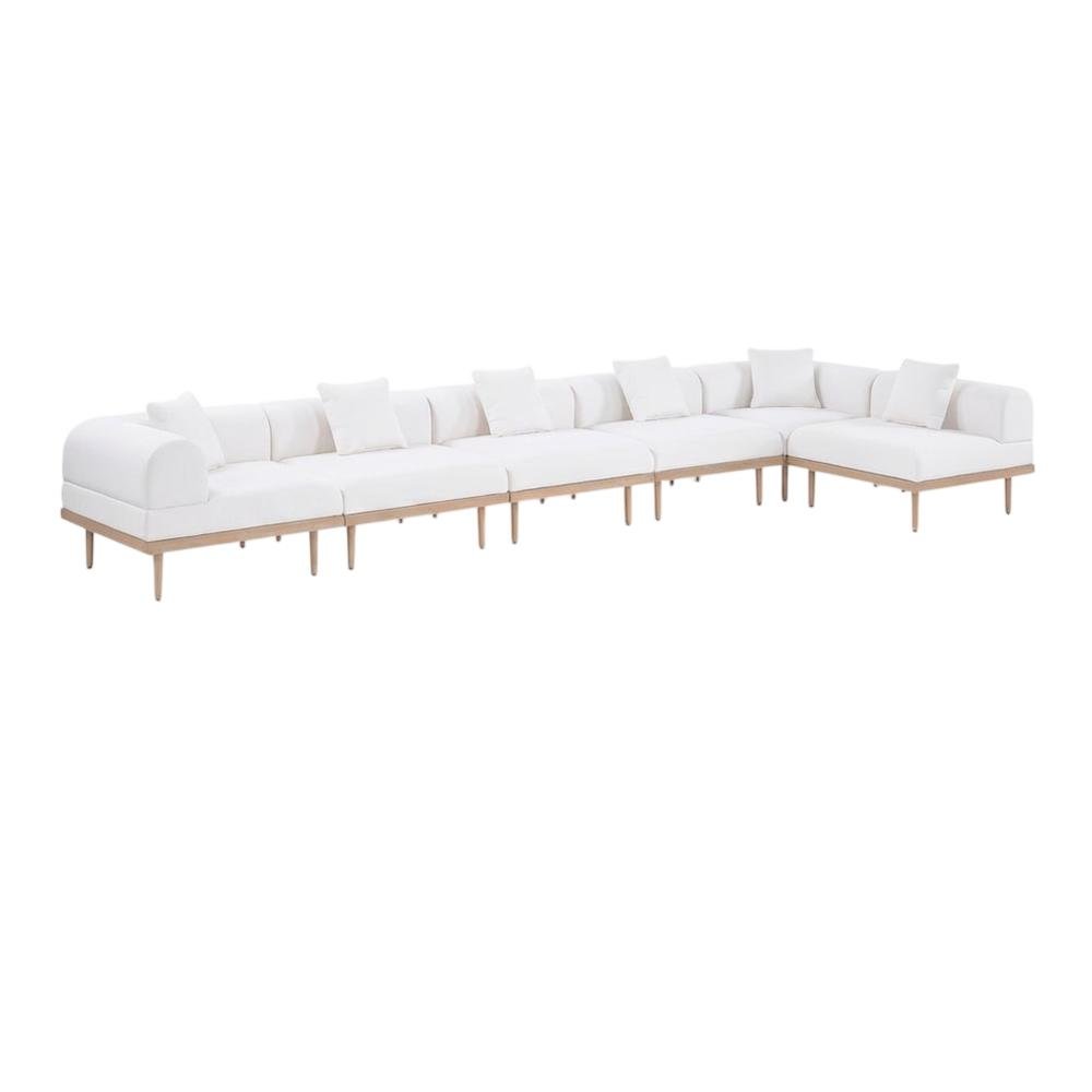 Cream Fabric Outdoor Modular Sectional With Cushions And Contemporary Style