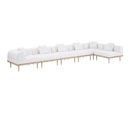Cream Fabric Outdoor Modular Sectional With Cushions And Contemporary Style