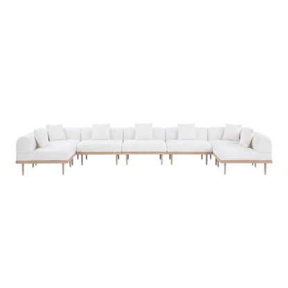 Cream Fabric Outdoor Modular Sectional With Cushions And Contemporary Style