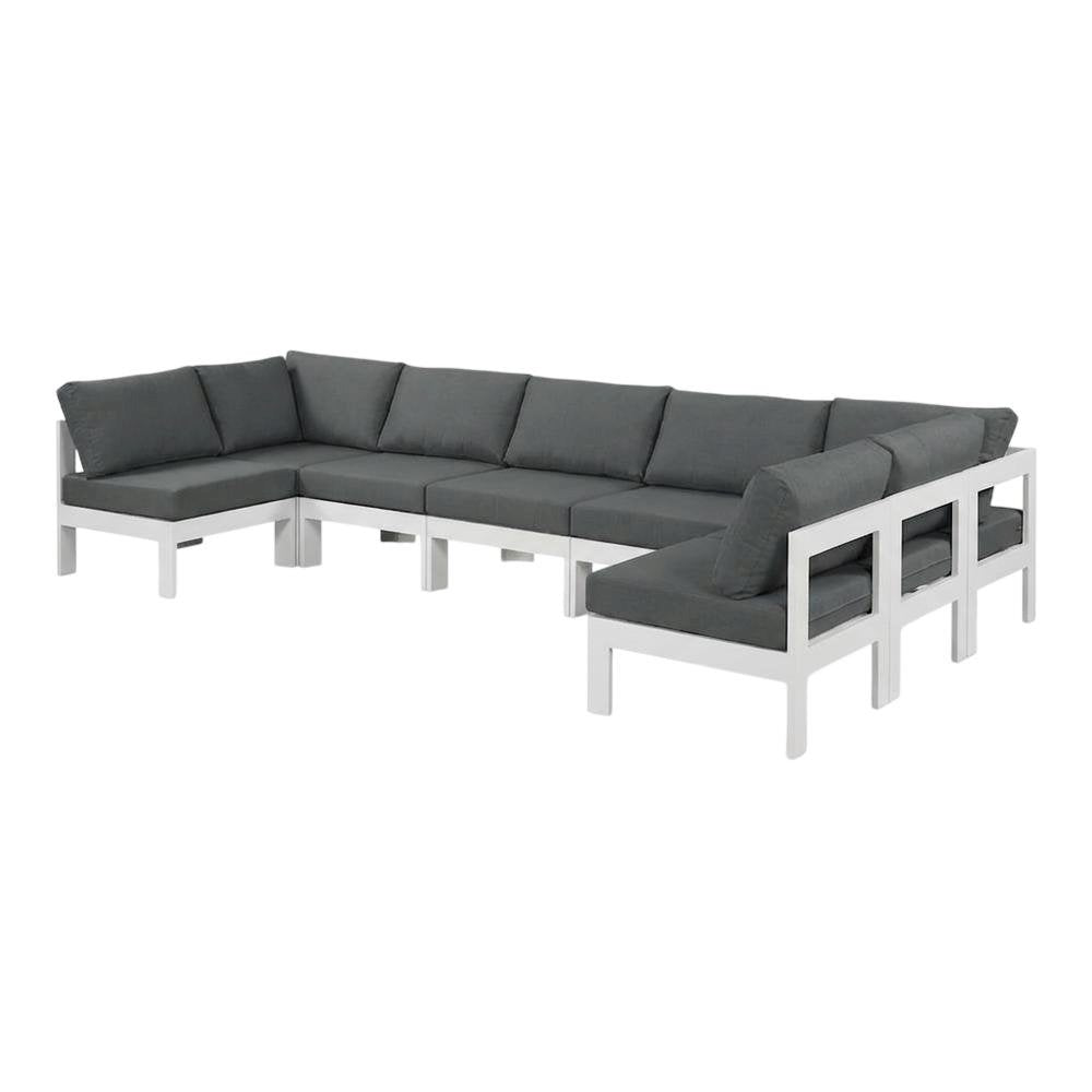 Gray Fabric Outdoor Patio Modular Sectional With Contemporary Style