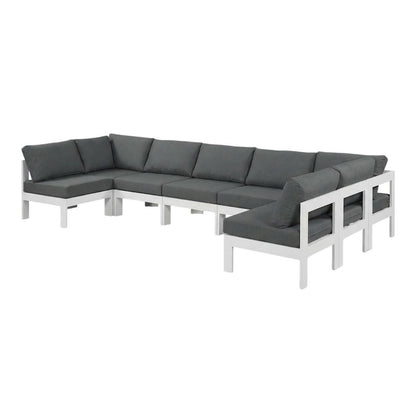 Gray Fabric Outdoor Patio Modular Sectional With Contemporary Style