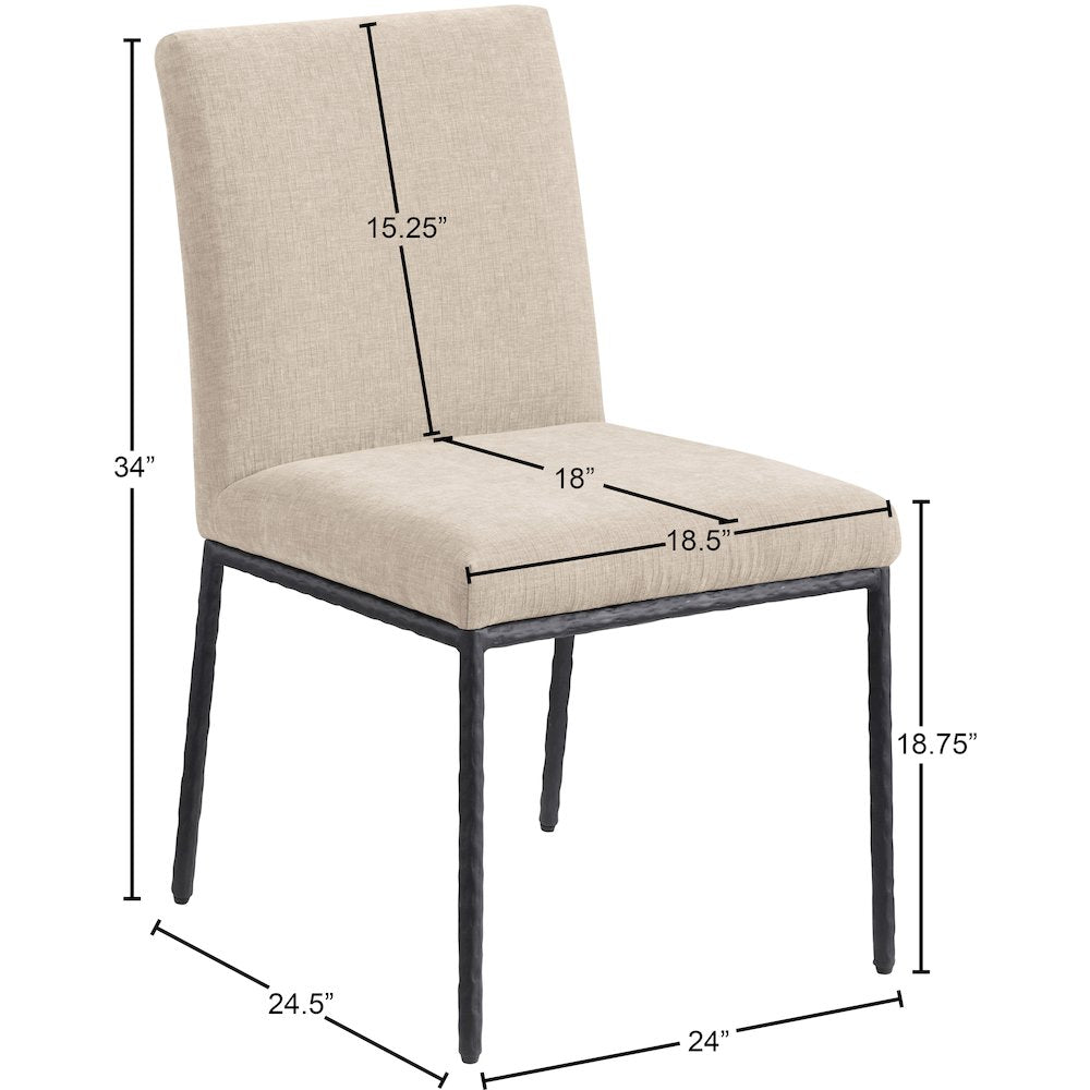 Reeves Beige Chenille Fabric Upholstered Dining Side Chair, Set of 2