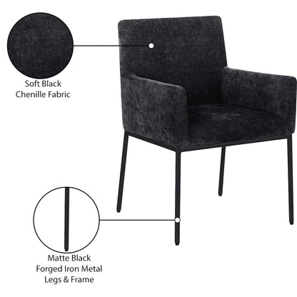 Reeves Black Chenille Fabric Dining Chair, Set of 2