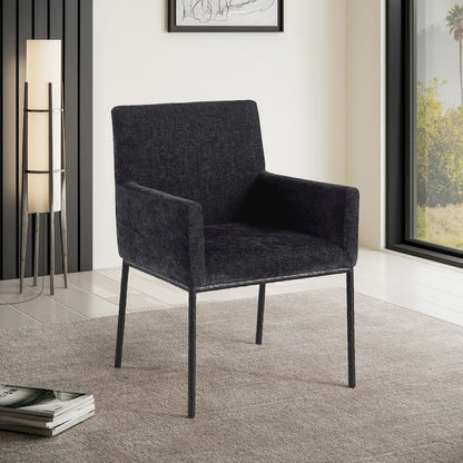 Reeves Black Chenille Fabric Dining Chair, Set of 2