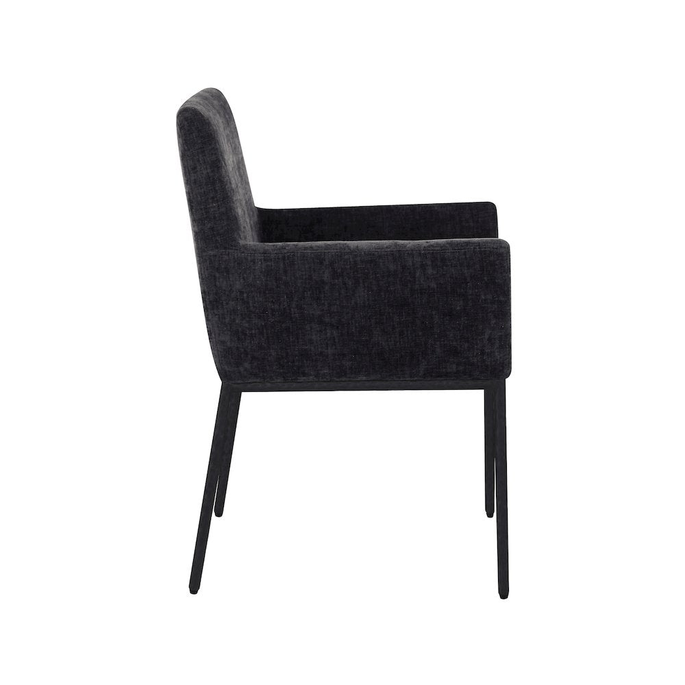 Reeves Black Chenille Fabric Dining Chair, Set of 2