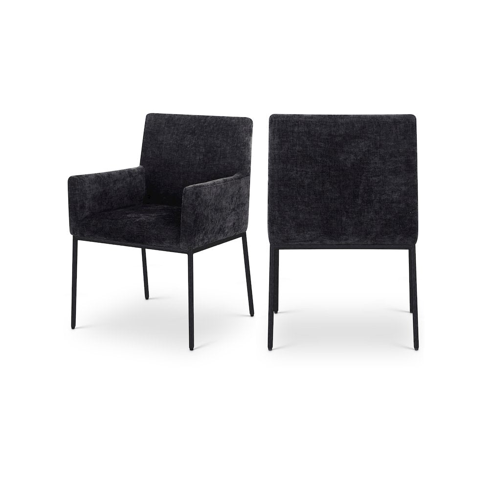 Reeves Black Chenille Fabric Dining Chair, Set of 2