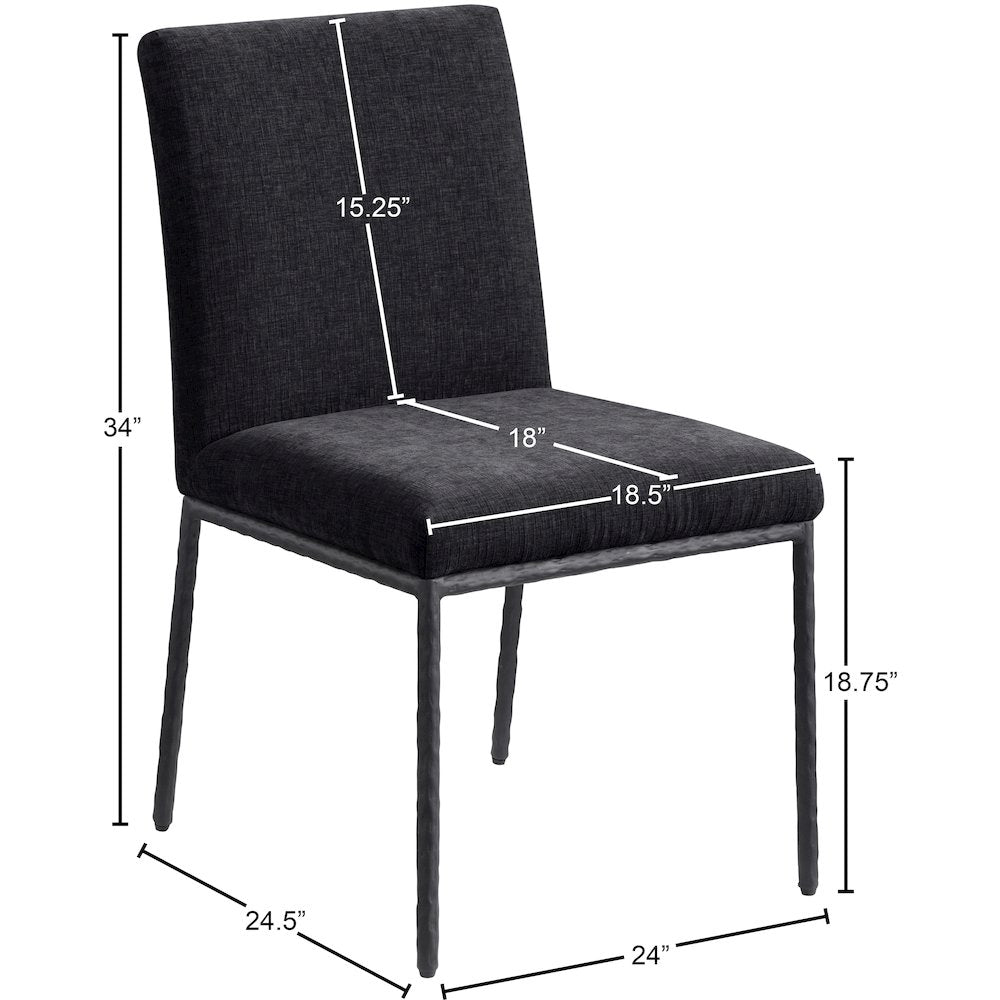 Reeves Black Chenille Fabric Upholstered Dining Side Chair, Set of 2