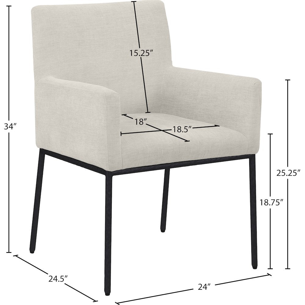 Reeves Cream Chenille Fabric Dining Chair, Set of 2