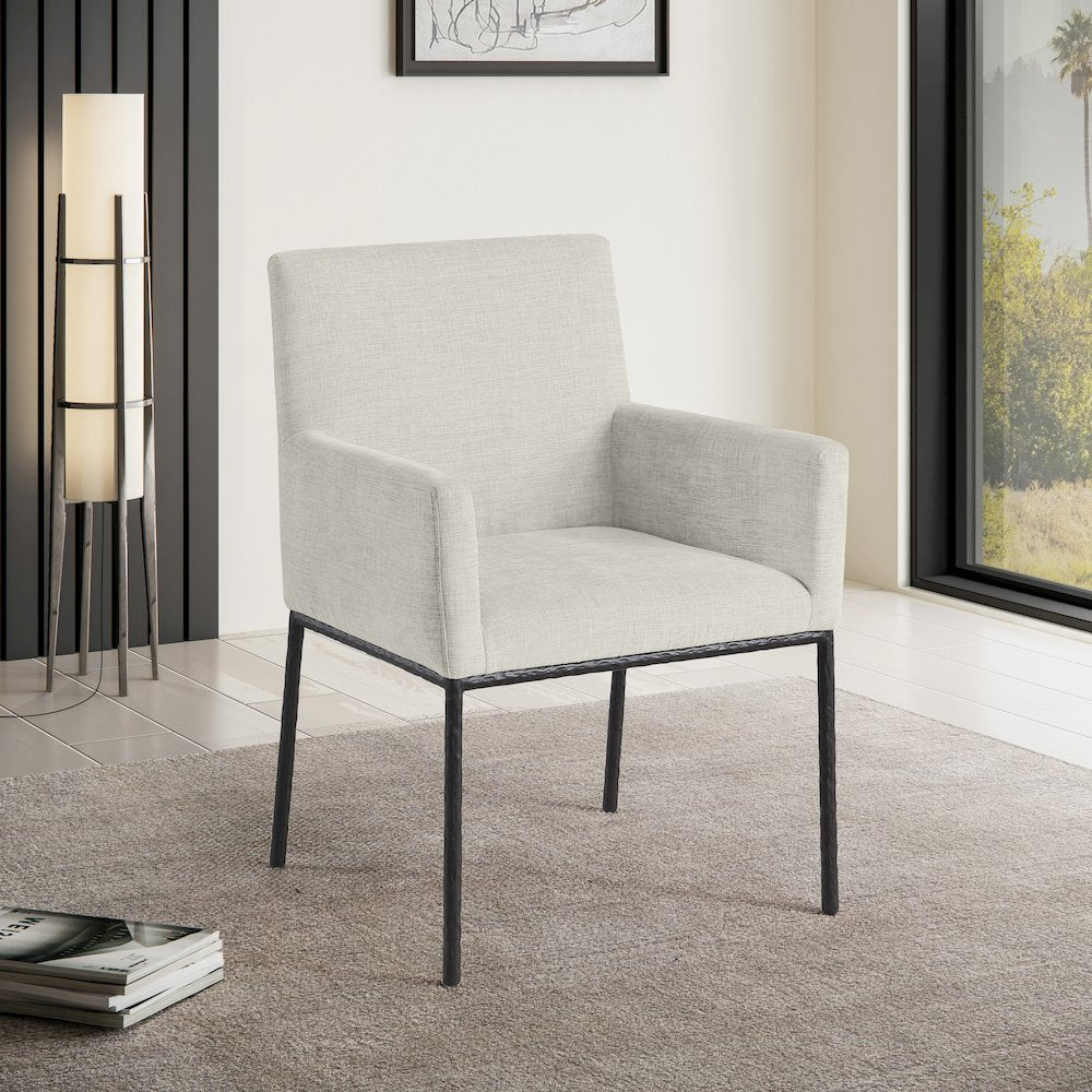 Reeves Cream Chenille Fabric Dining Chair, Set of 2