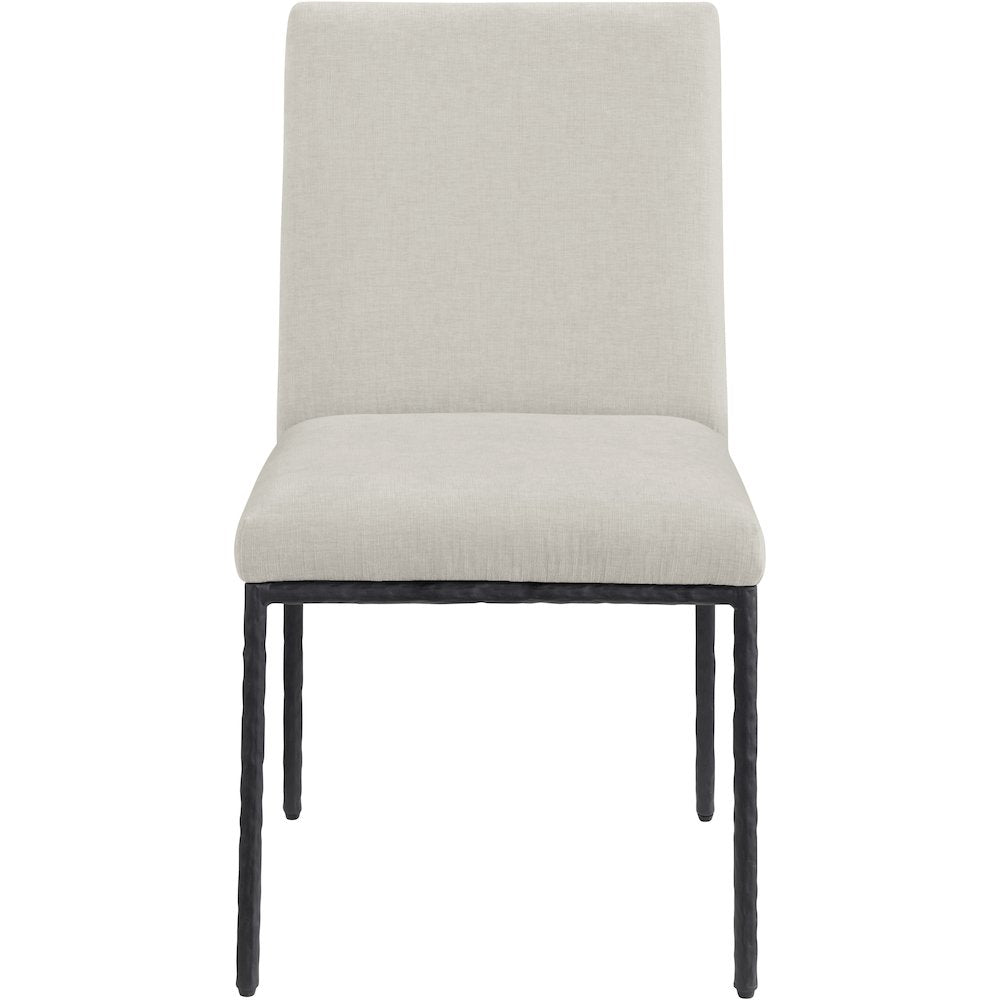 Reeves Cream Chenille Fabric Upholstered Dining Side Chair, Set of 2