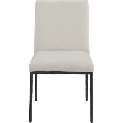 Reeves Cream Chenille Fabric Upholstered Dining Side Chair, Set of 2