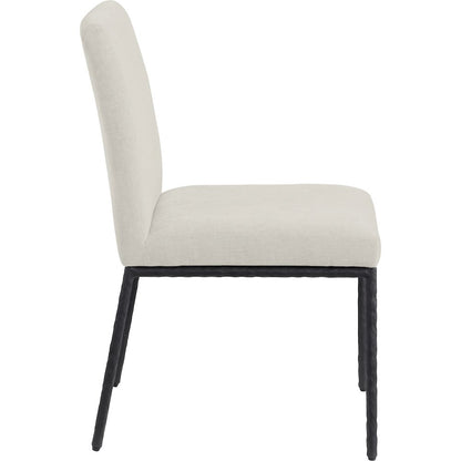 Reeves Cream Chenille Fabric Upholstered Dining Side Chair, Set of 2