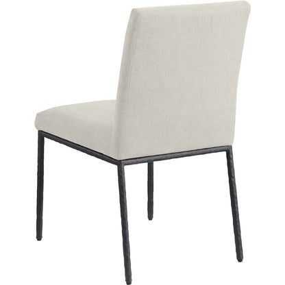 Reeves Cream Chenille Fabric Upholstered Dining Side Chair, Set of 2