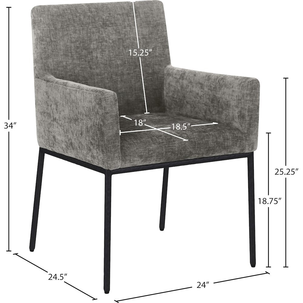Reeves Grey Chenille Fabric Dining Chair, Set of 2
