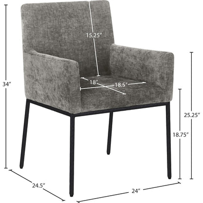Reeves Grey Chenille Fabric Dining Chair, Set of 2