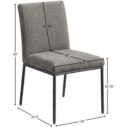 Reeves Grey Chenille Fabric Upholstered Dining Side Chair, Set of 2