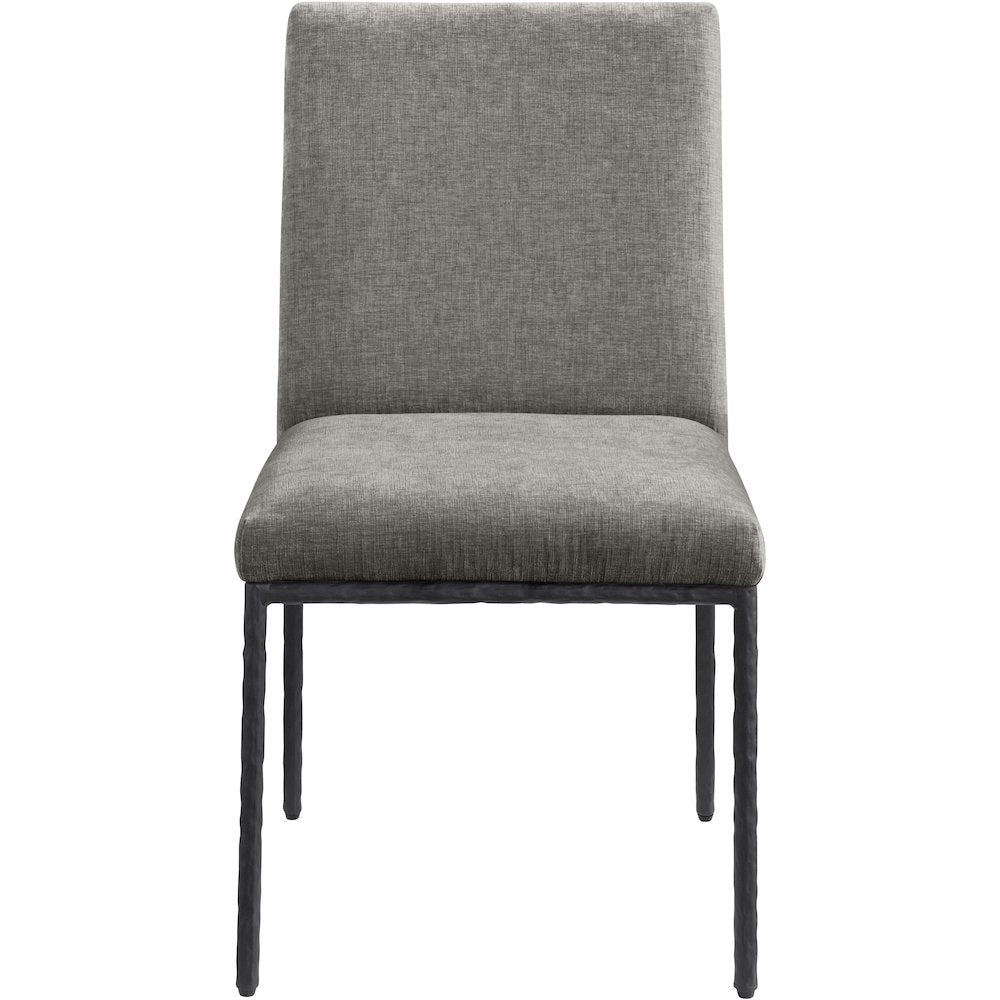 Reeves Grey Chenille Fabric Upholstered Dining Side Chair, Set of 2