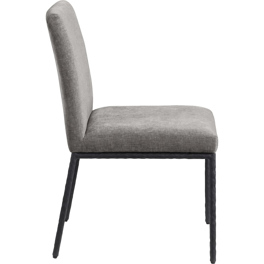 Reeves Grey Chenille Fabric Upholstered Dining Side Chair, Set of 2