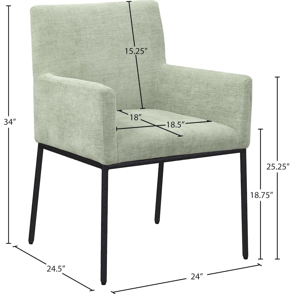 Reeves Mint Chenille Fabric Dining Chair, Set of 2