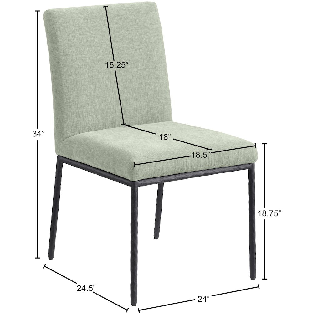 Reeves Mint Chenille Fabric Upholstered Dining Side Chair, Set of 2