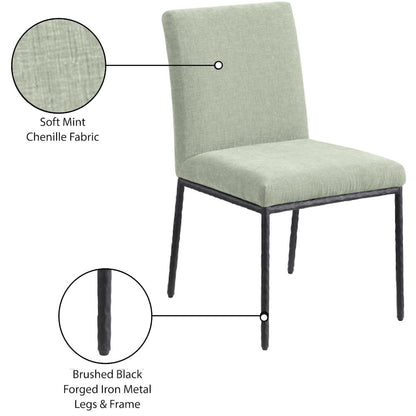 Reeves Mint Chenille Fabric Upholstered Dining Side Chair, Set of 2