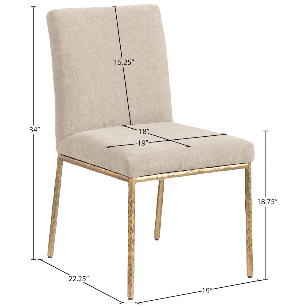 Reeves Beige Chenille Fabric Upholstered Dining Side Chair, Set of 2