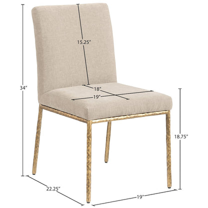 Reeves Beige Chenille Fabric Upholstered Dining Side Chair, Set of 2