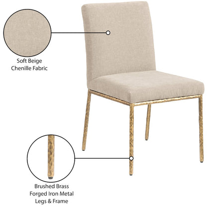 Reeves Beige Chenille Fabric Upholstered Dining Side Chair, Set of 2