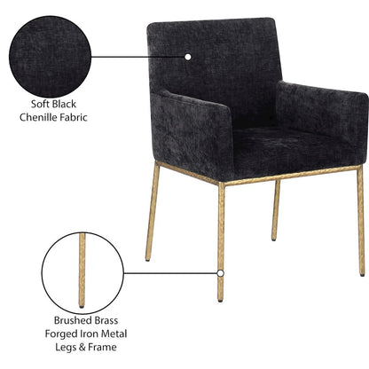 Reeves Black Chenille Fabric Dining Chair, Set of 2